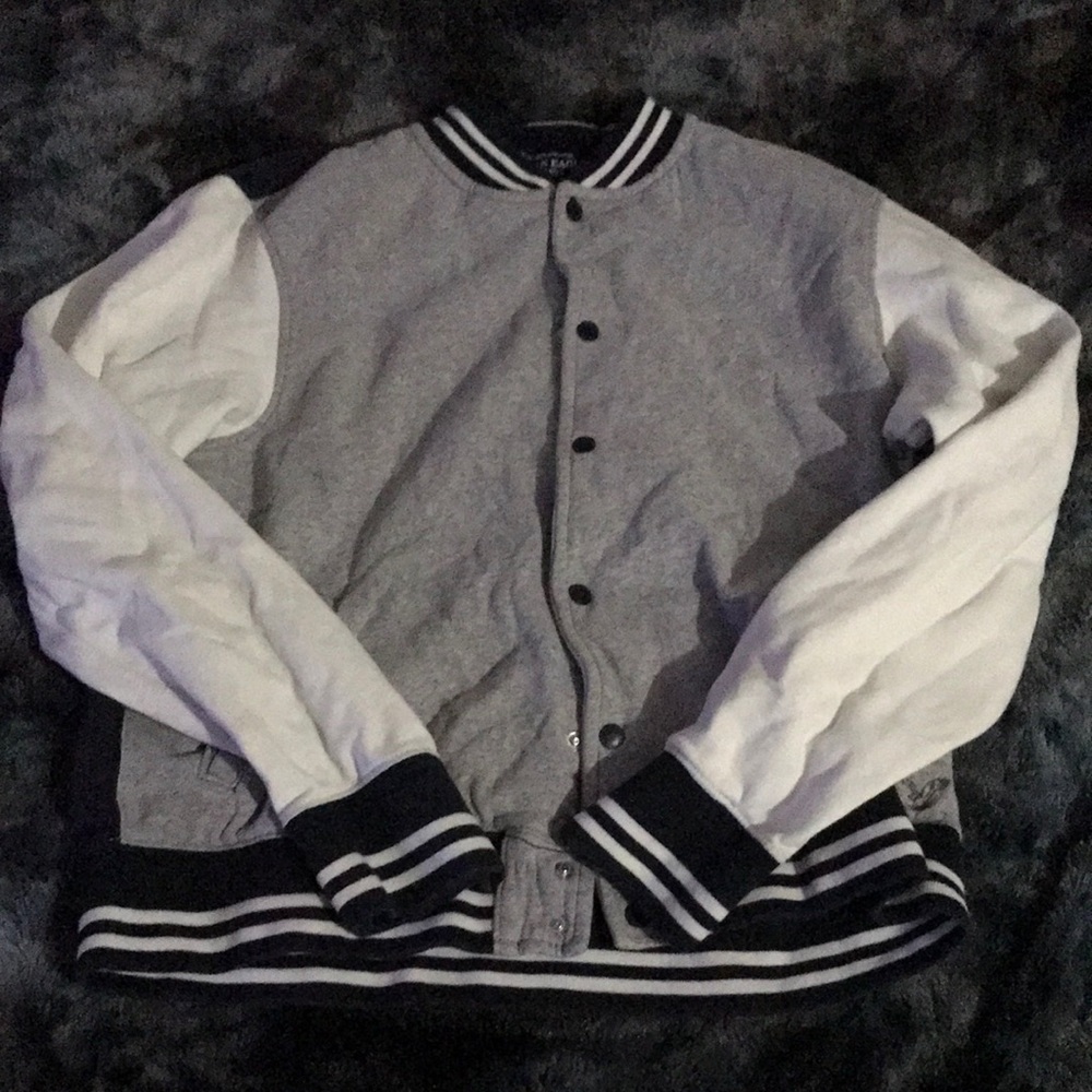 Men's Gray and White Varsity Jacket